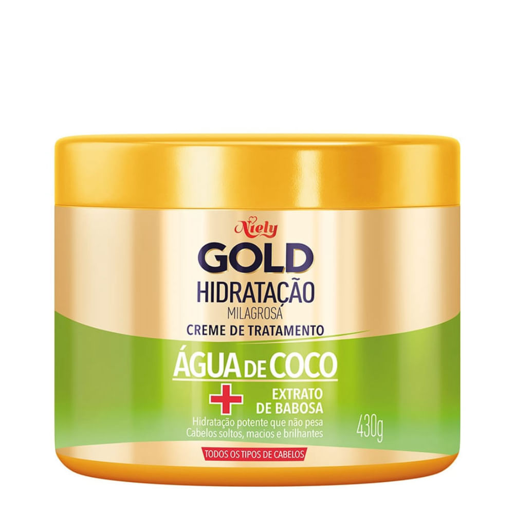 Máscara Capilar de Tratamento Niely Gold Hidratação Milagrosa Água de Coco 430g