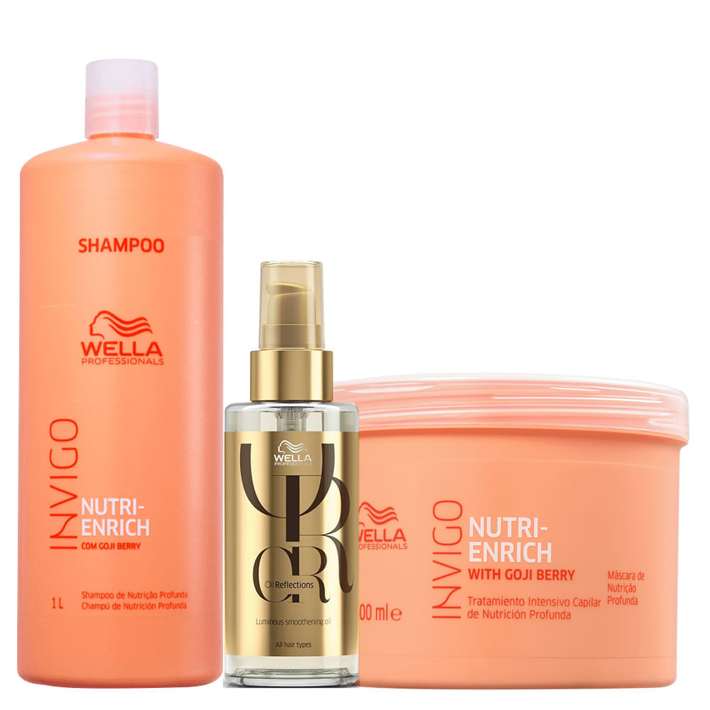 Kit Wella Professionals Invigo Nutri Enrich - Shampoo 1000 Ml + Máscara 500 Ml + Óleo 100 Ml