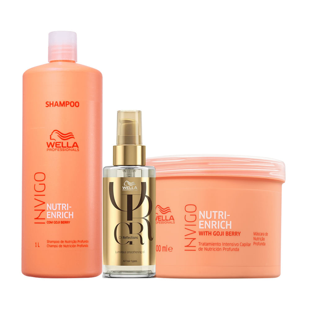 Kit Wella Professionals Invigo Nutri Enrich - Shampoo 1000 ml + Máscara 500 ml + Óleo 100 ml