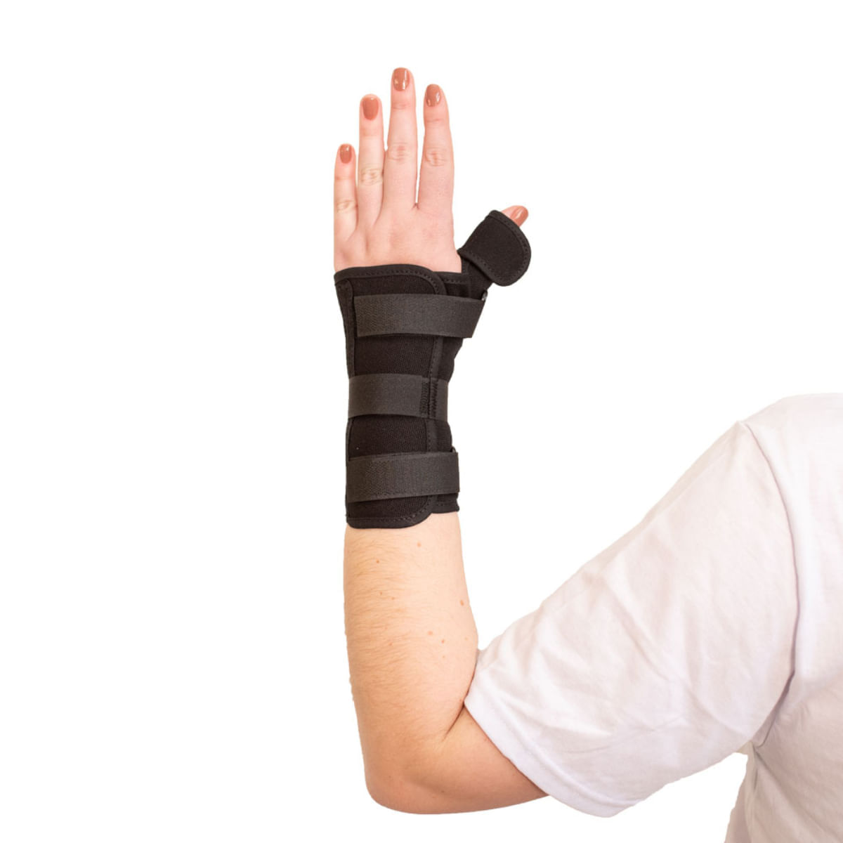 Órtese Curta Com Tala Para Punho E Polegar Mercur - Preta - Mão Esquerda - Tamanho P