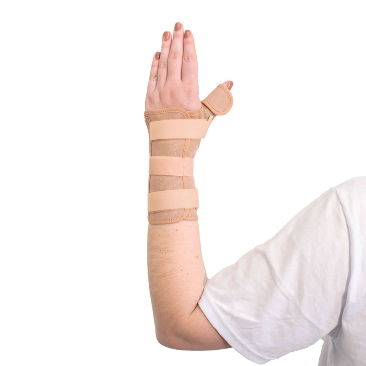Órtese Curta Com Tala Para Punho E Polegar Mercur - Bege - Mão Esquerda - Tamanho P