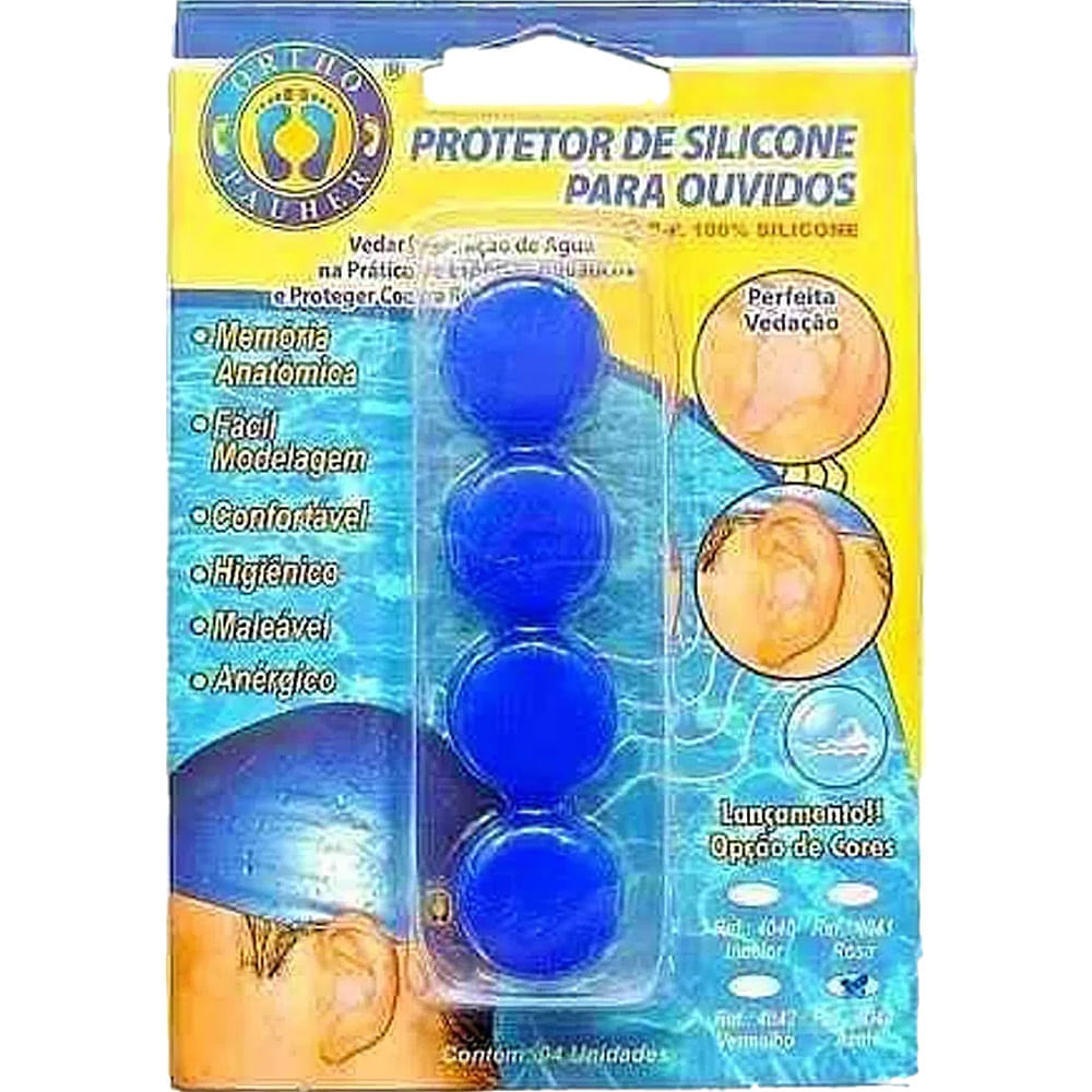 Protetor Para Ouvidos De Silicone Azul - 04 Unidades