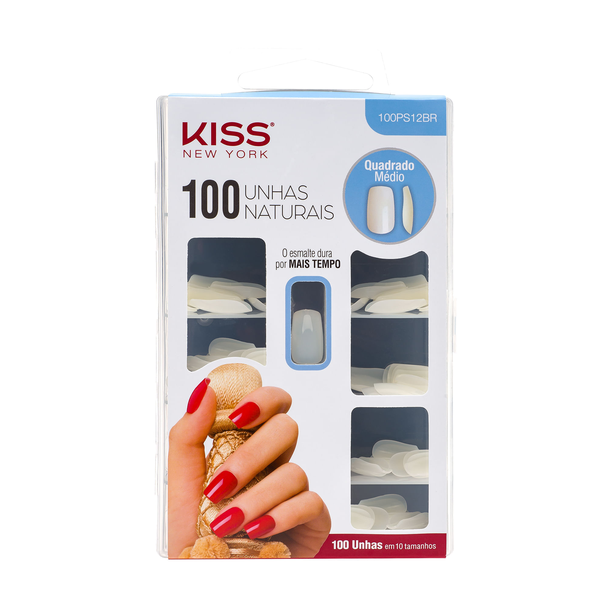 Unhas Postiças Quadradas Pacote Econômico Com 100 Unidades Médio Kiss New York Única Única