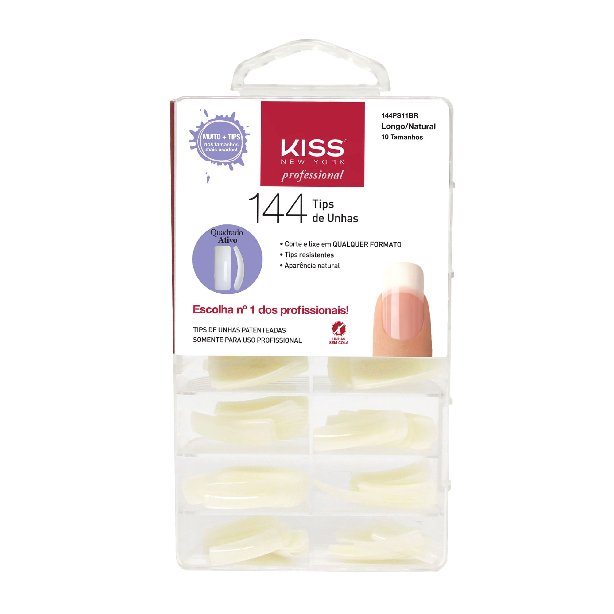 Tips de Unhas Quadradas com 144 Unidades Kiss New York Única Única