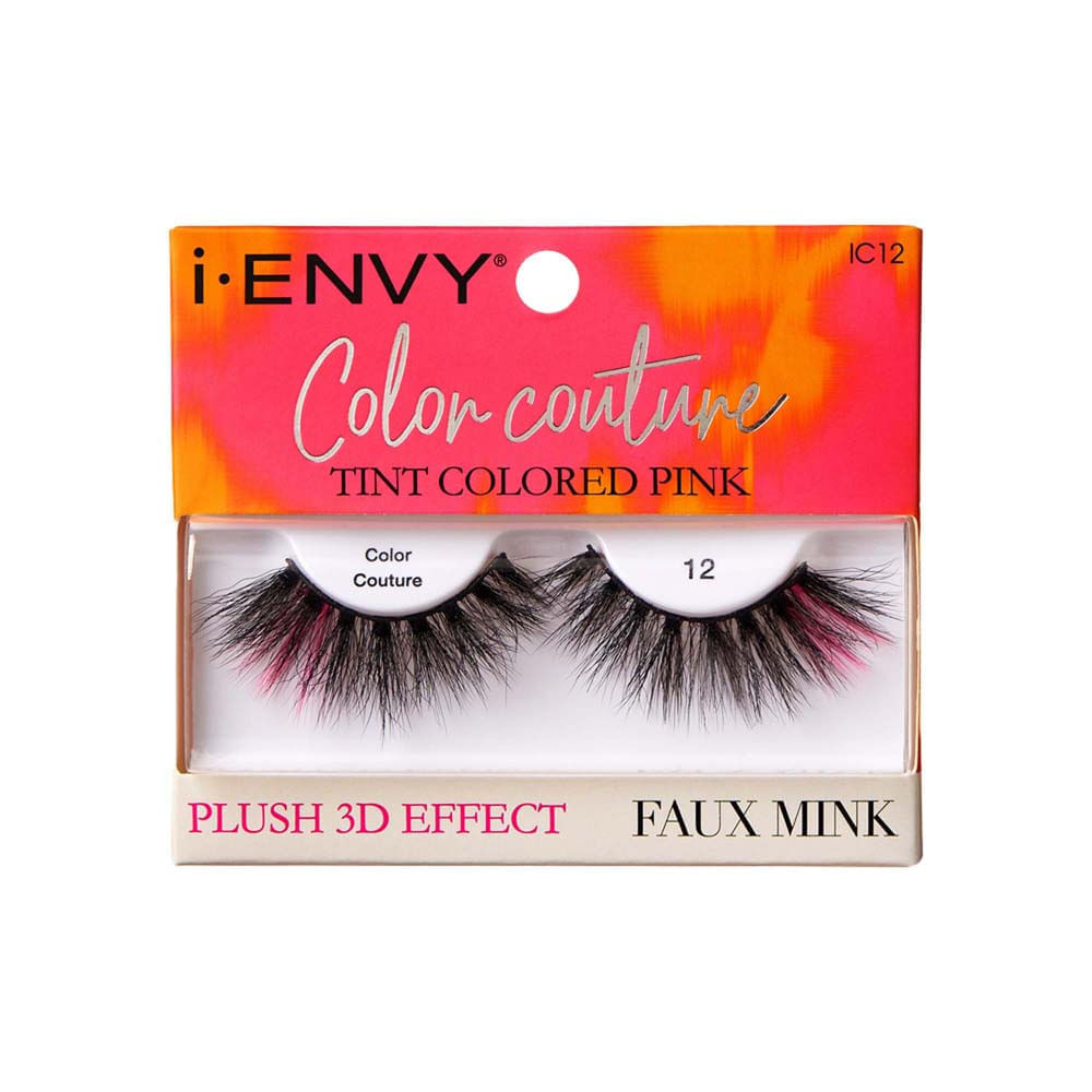 Cílios Postiços i-ENVY Color Couture Faux Mink Tint Colored Pink Kiss New York Preto e rosa Preto e rosa