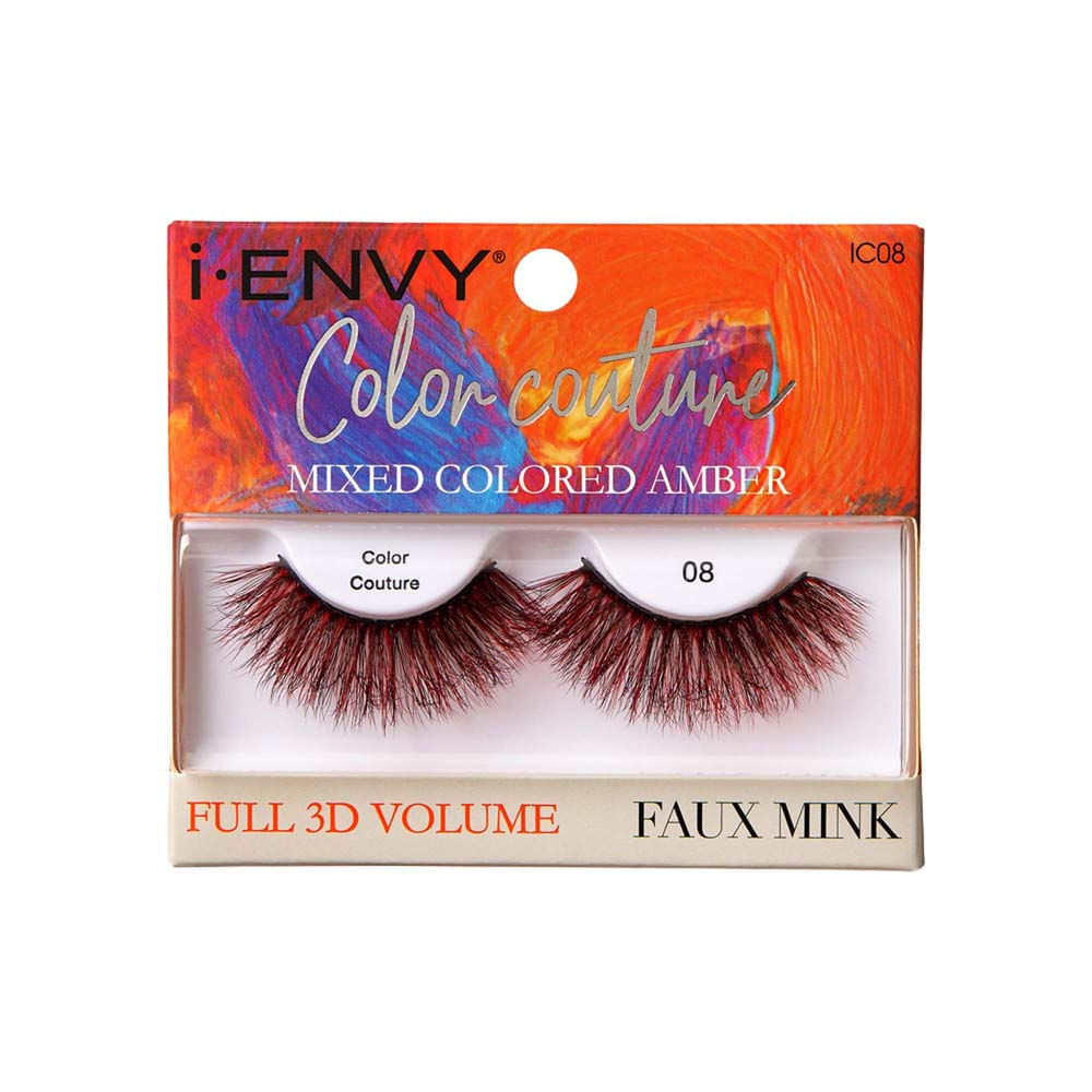 Cílios Postiços I-envy Color Couture Faux Mink Mixed Colored Amber Kiss New York Vermelho Vermelho