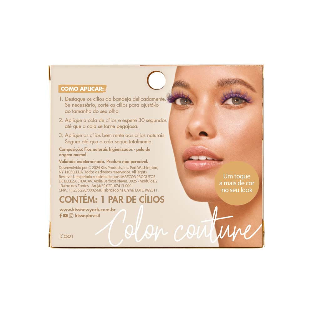 Cílios Postiços i-ENVY Color Couture Real Mink Full Colored Pink Kiss New York Rosa Rosa