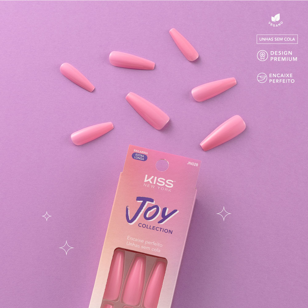 Unha Postiça Joy Collection Sweet Pink Kiss New York Sweet Pink Sweet Pink
