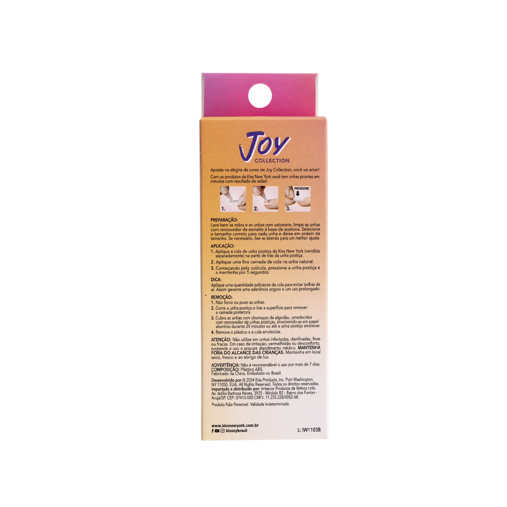 Unha Postiça Joy Collection Sweet Pink Kiss New York Sweet Pink Sweet Pink