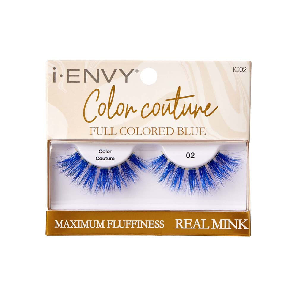 Cílios Postiços I-envy Color Couture Real Mink Full Colored Blue Kiss New York Azul Azul