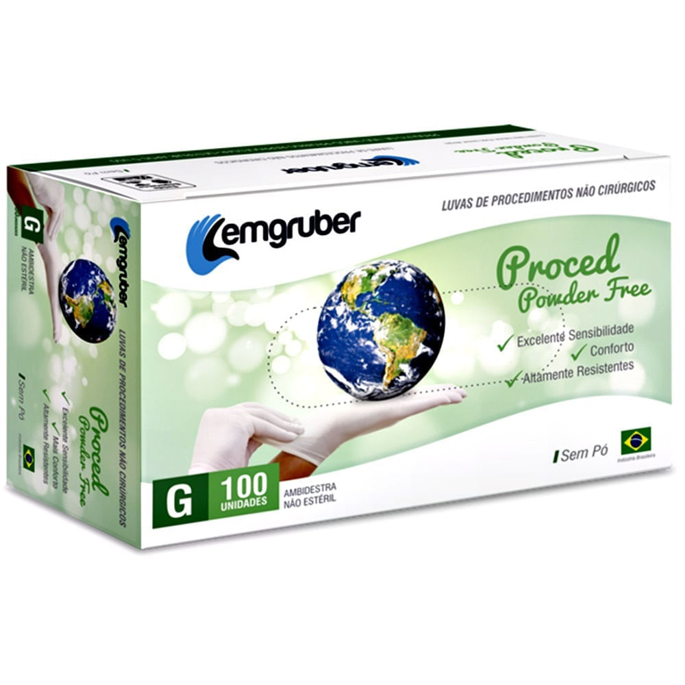 Luva Procedimentos Powder Free sem Pó Tam G - 100 luvas