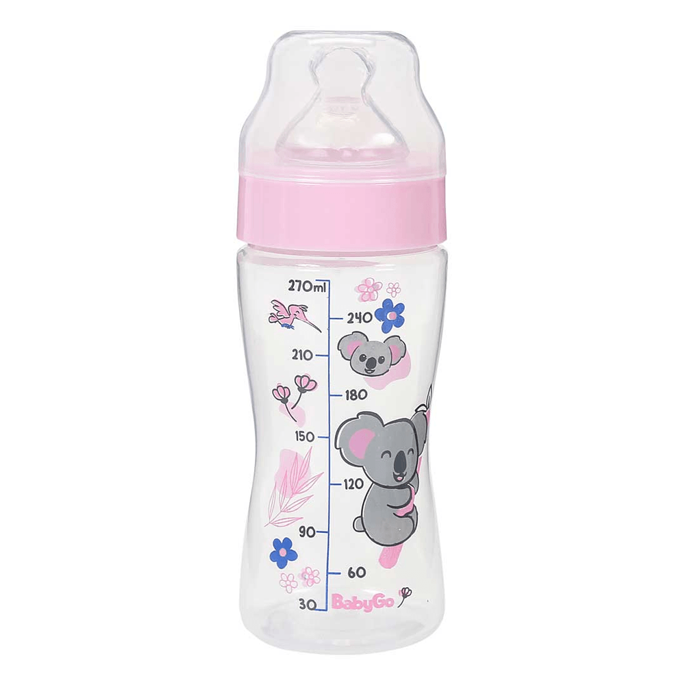 Mamadeira Primeiros Passos Bico Macio 240ml Rosa Coala