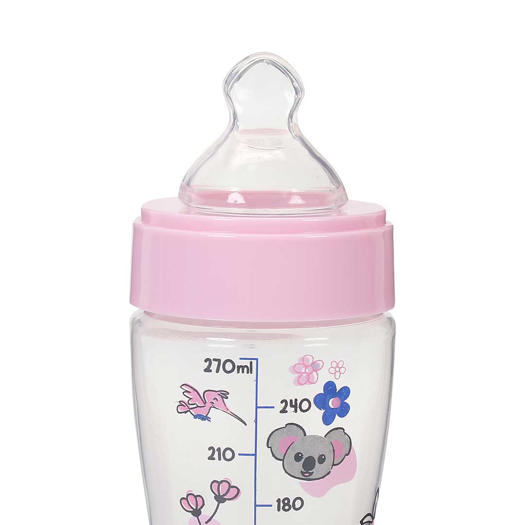 Mamadeira Primeiros Passos Bico Macio 240ml Rosa Coala