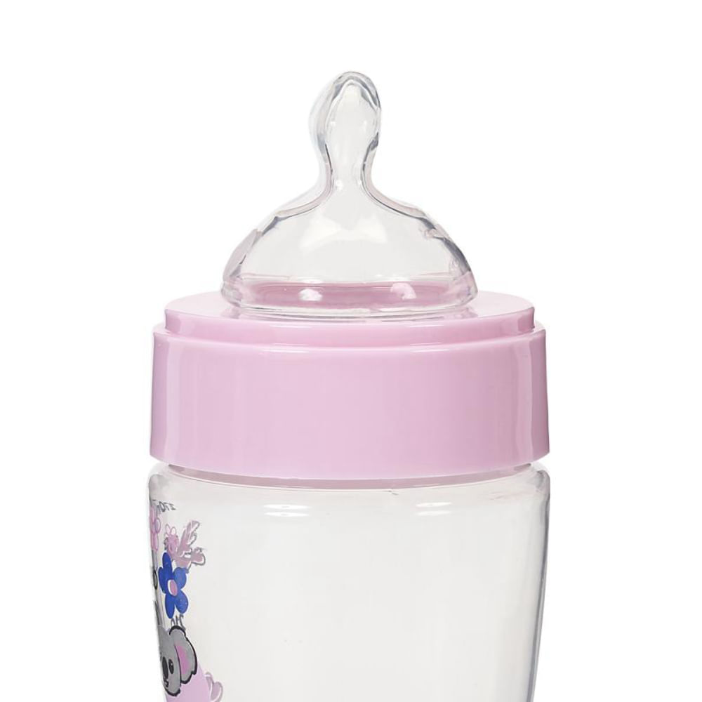 Mamadeira Primeiros Passos Bico Macio 240ml Rosa Coala