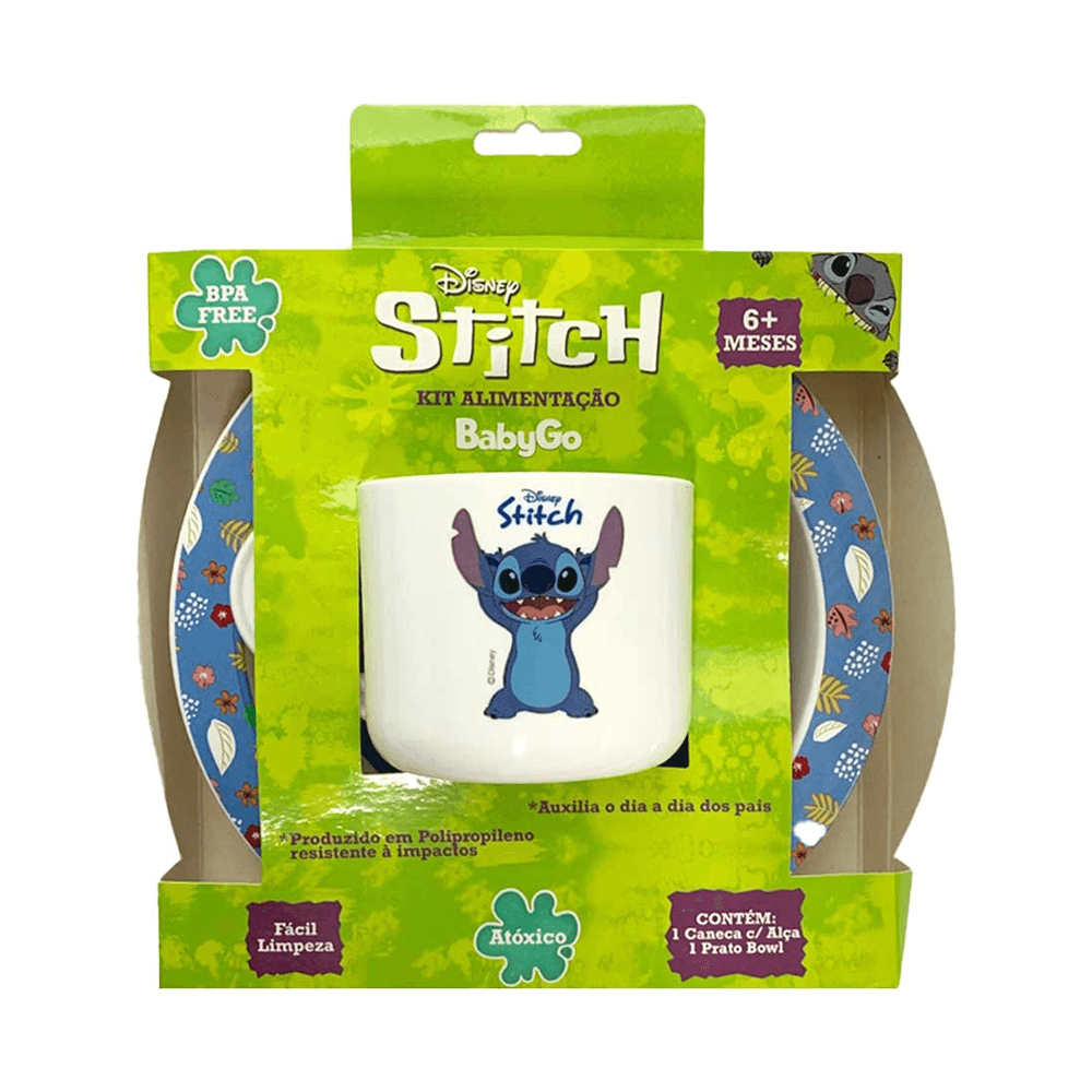 Kit Hora da Papinha Bebe Infantil Unisses Stitch