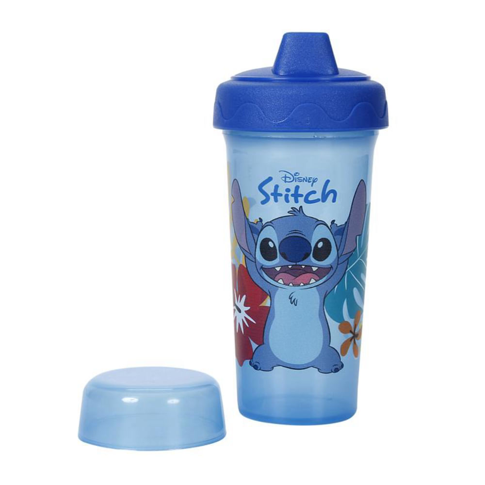 Copo De Transição Infantil Azul Com Tampa Stitch Premium