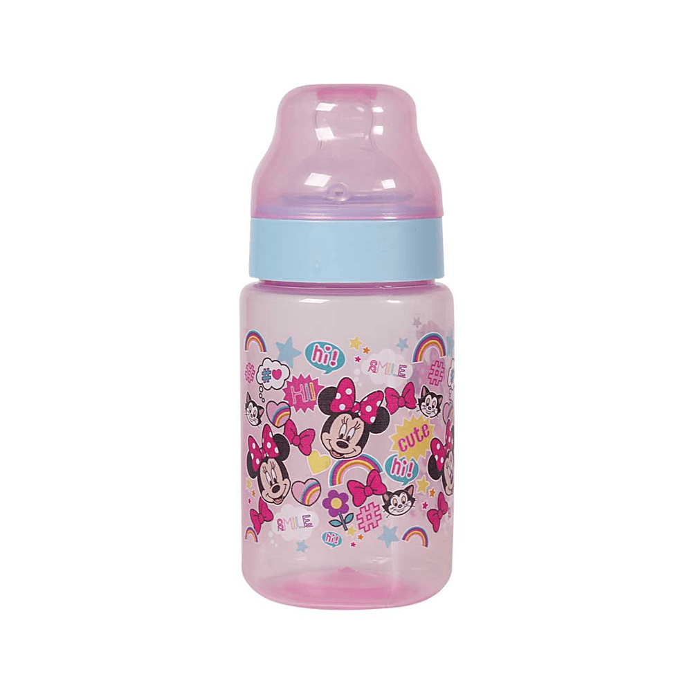 Mamadeira Com Bico Ortodontico Wide Neck Rosa Minnie Disney 300ml