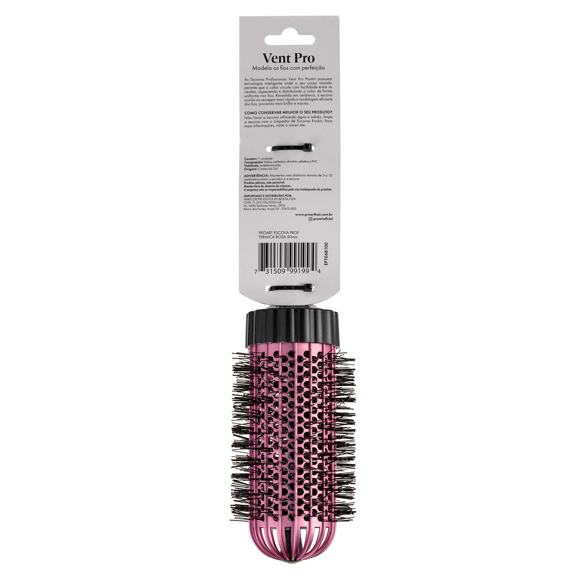 Escova Profissional Térmica Vent Pro 50mm ProArt Rosa Rosa
