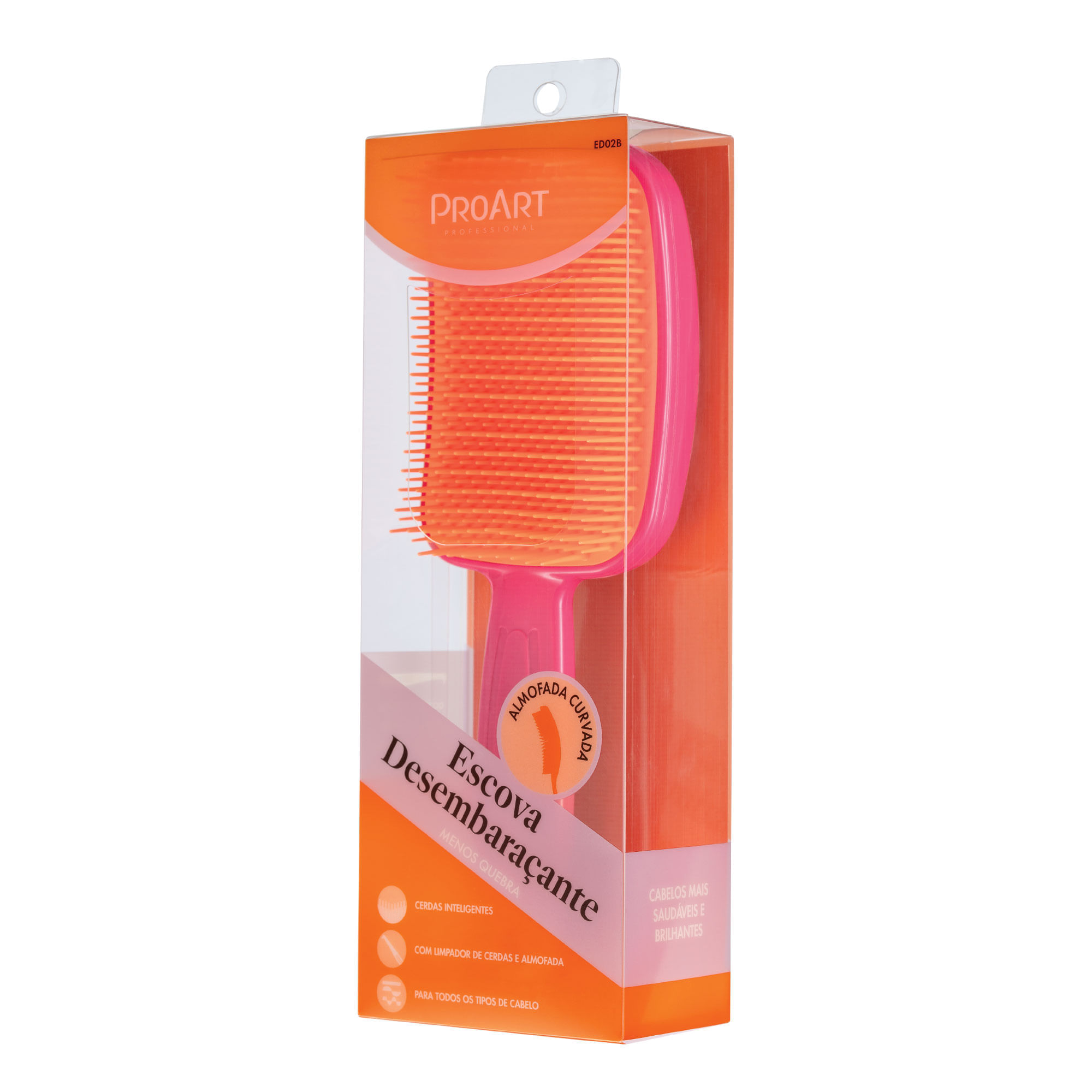 Escova Desembaraçante ProArt Rosa e Laranja Rosa e Laranja.