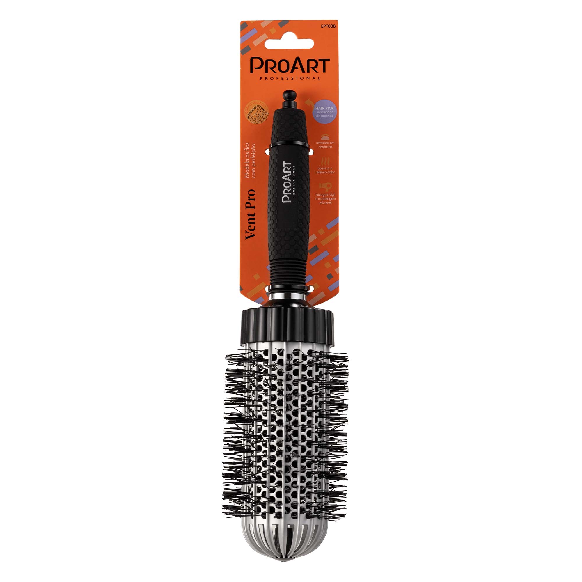 Escova Profissional Térmica Vent Pro 50mm ProArt Prata Prata.