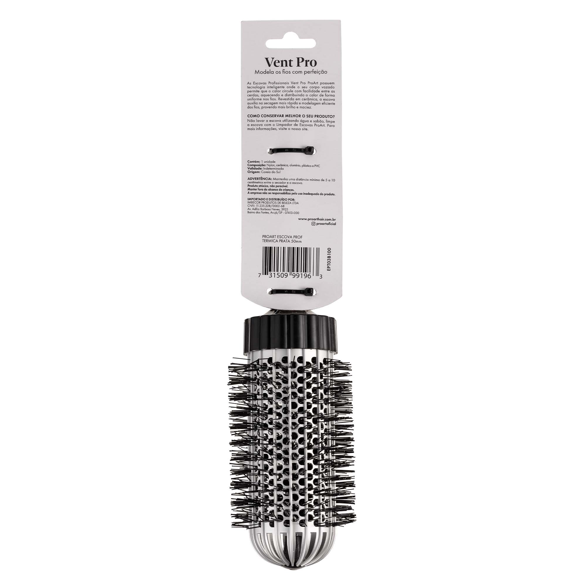 Escova Profissional Térmica Vent Pro 50mm ProArt Prata Prata.