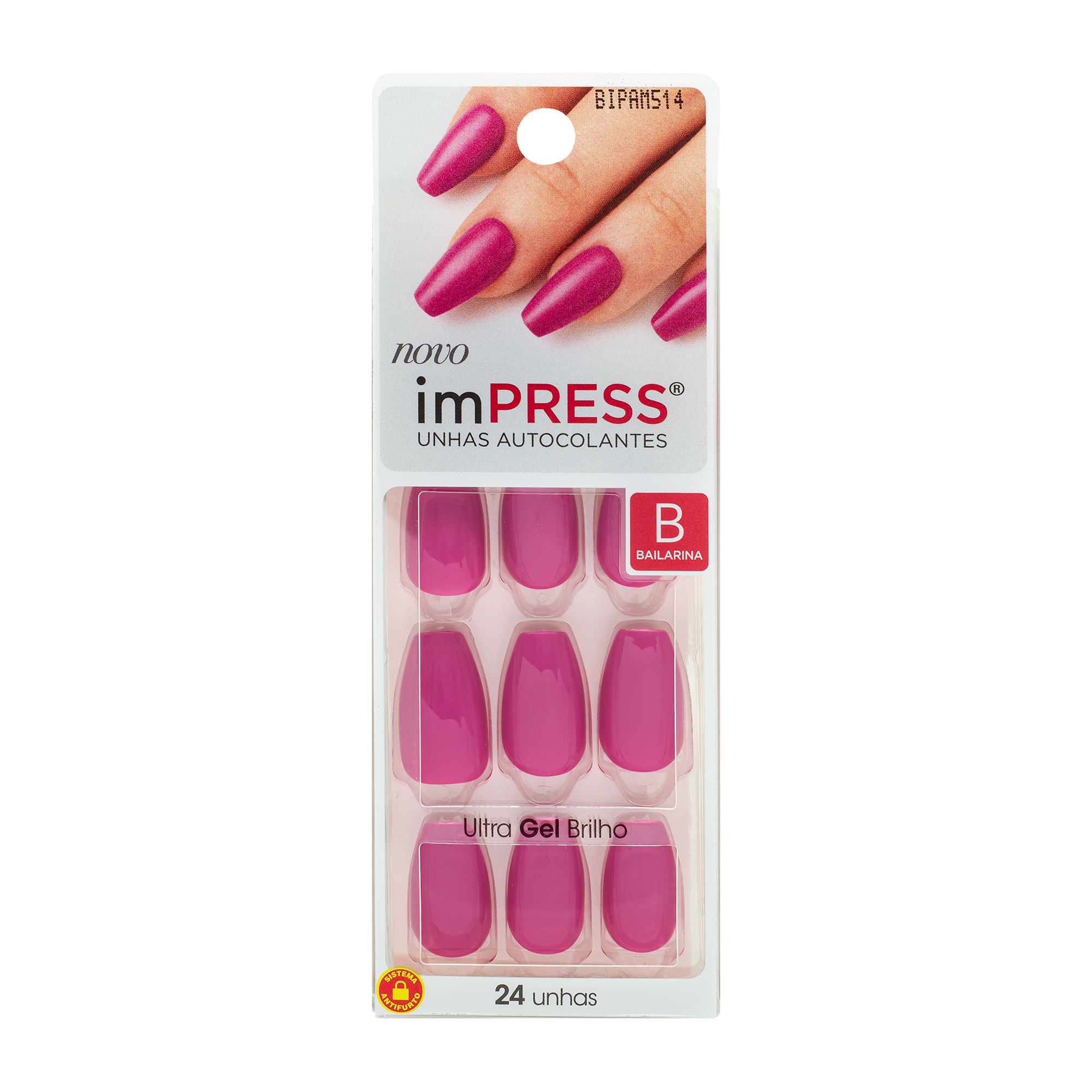Unha Postiça Autocolante imPress Bailarina Amethyst Kiss New York imPress Amethyst