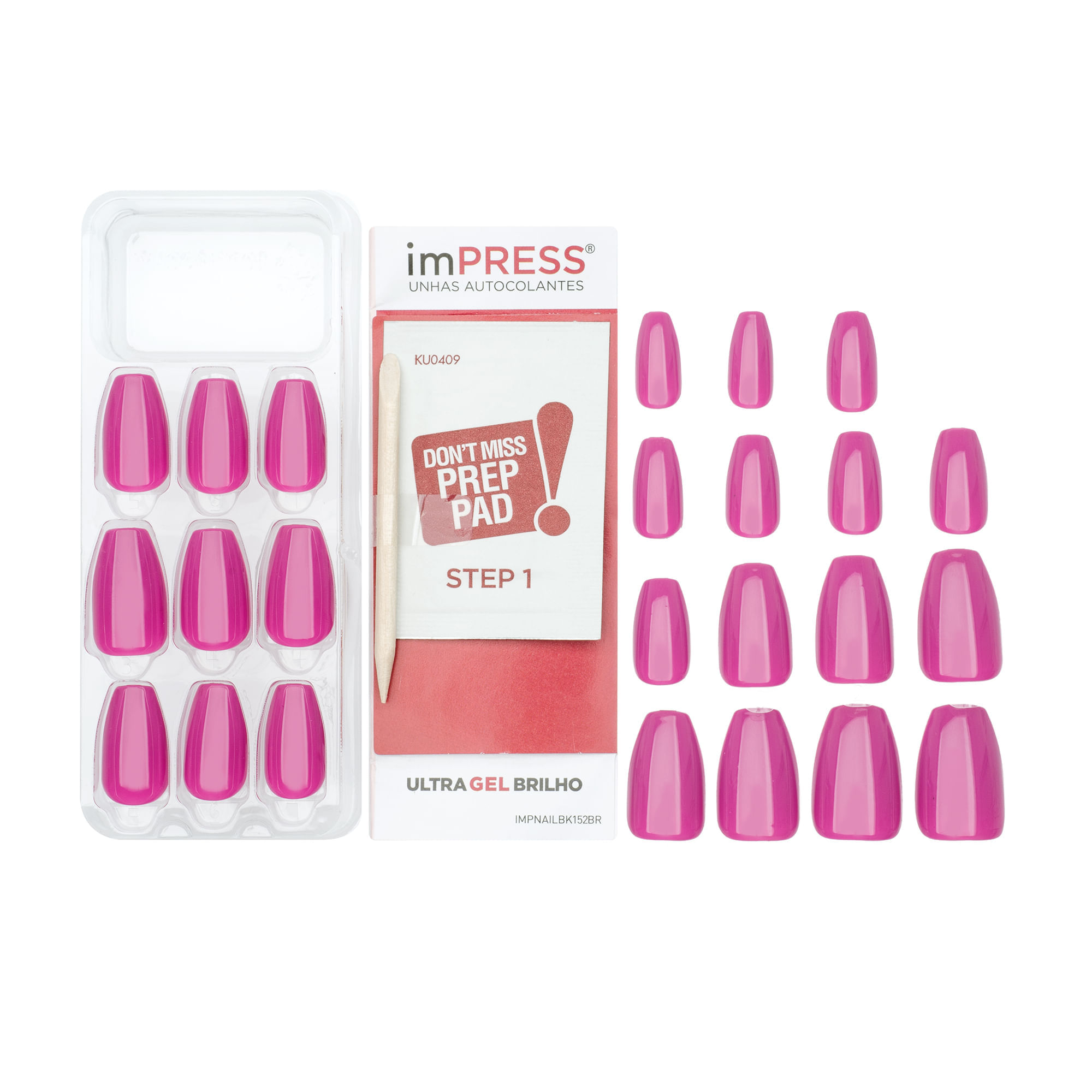 Unha Postiça Autocolante imPress Bailarina Amethyst Kiss New York imPress Amethyst