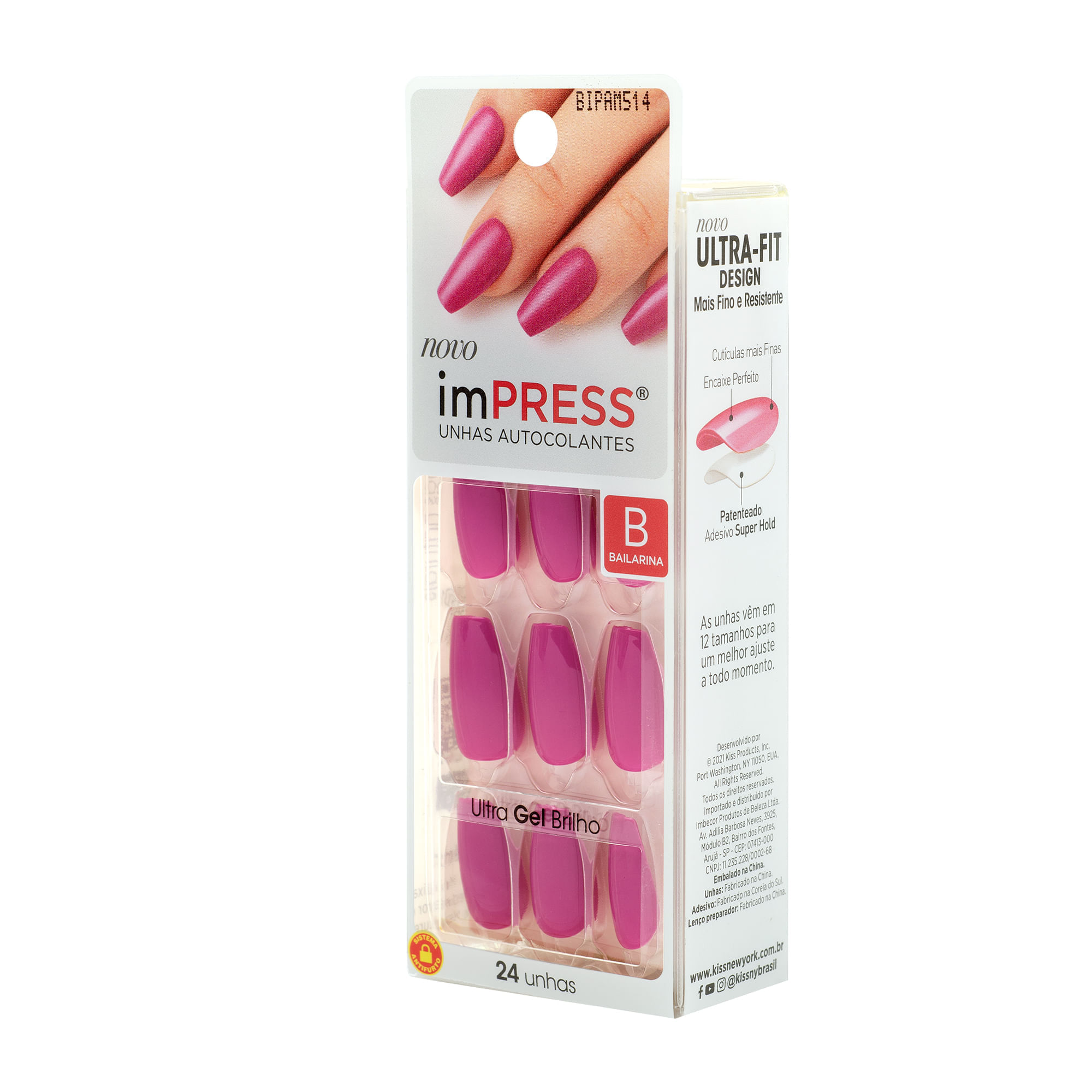 Unha Postiça Autocolante imPress Bailarina Amethyst Kiss New York imPress Amethyst