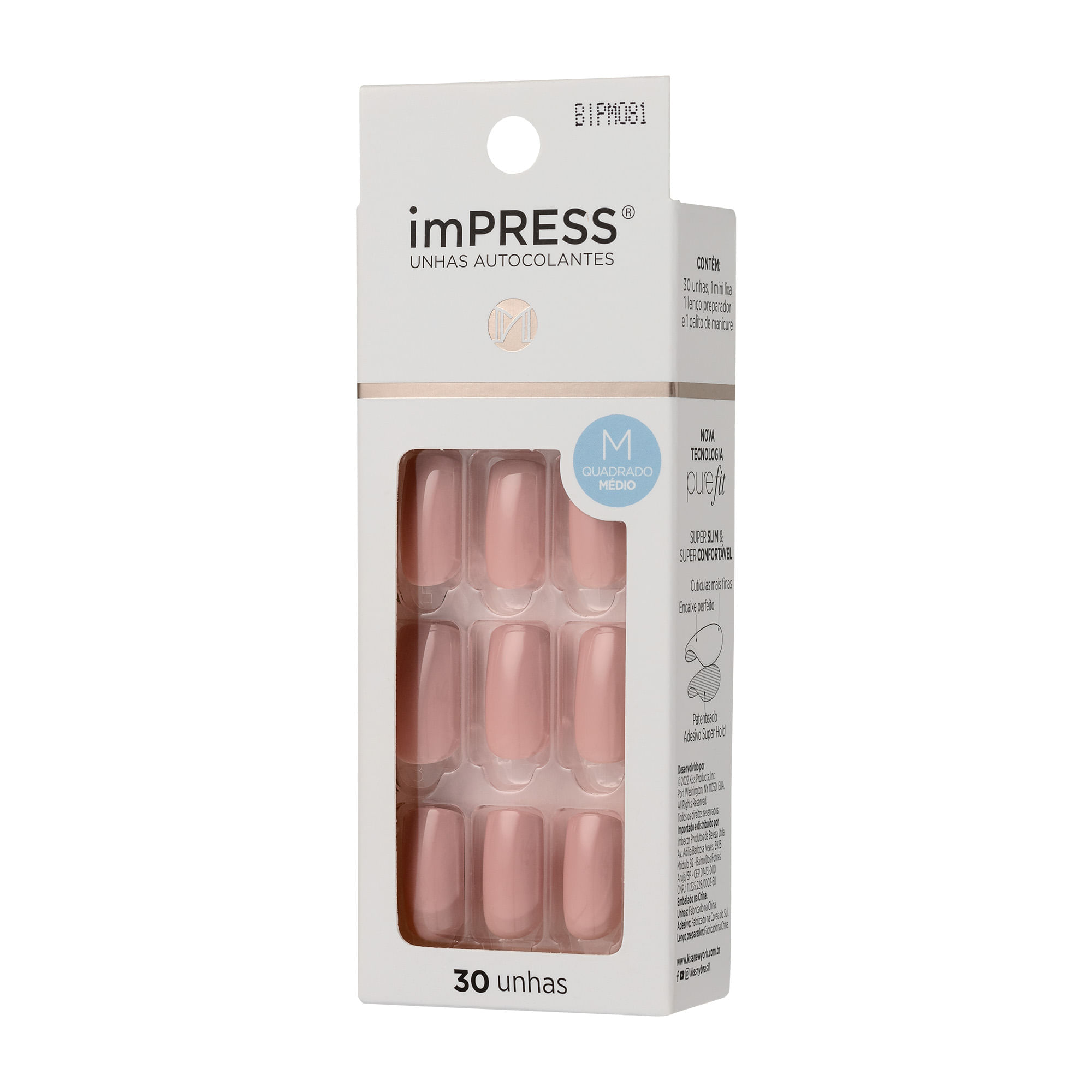 Unha Postiça Autocolante imPress média Sea Breeze Kiss New York Sea Breeze
