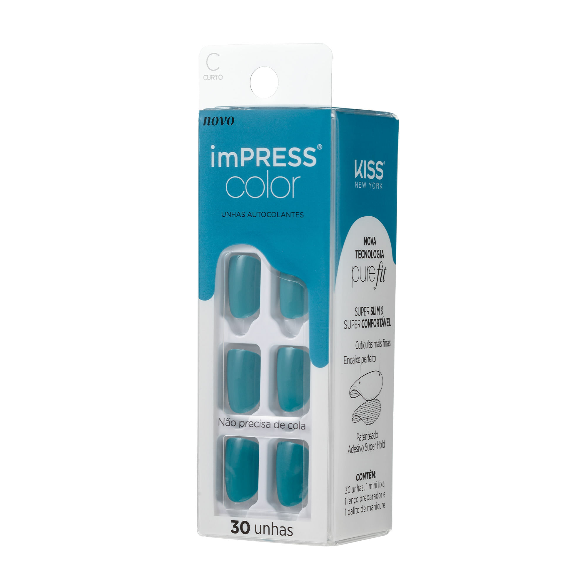 Unha Postiça Autocolante imPRESS Color curta Beach Waves Kiss New York Beach Waves