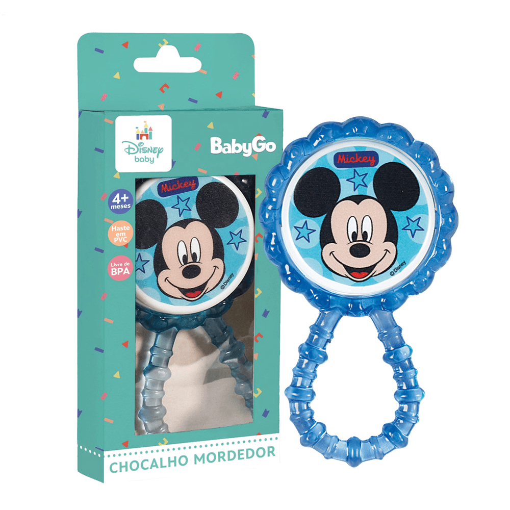 Chocalho Mordedor Para Bebe Macio Flexível Mickey Disney