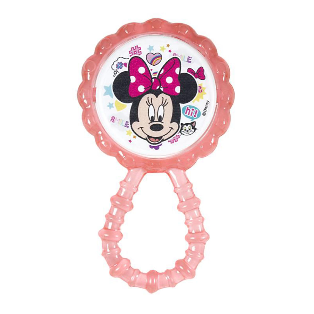 Chocalho Mordedor Para Bebe Macio Flexível Minnie Disney