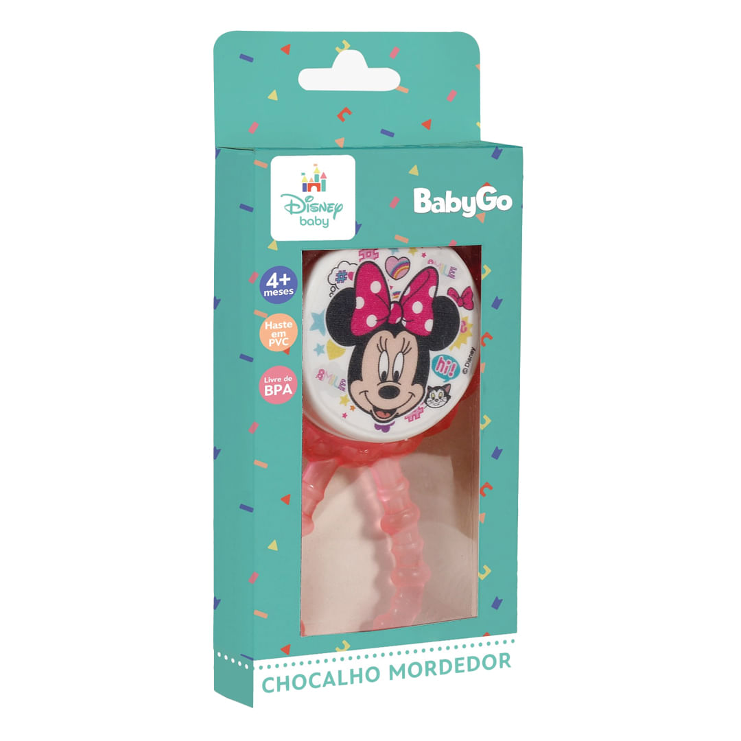 Chocalho Mordedor Para Bebe Macio Flexível Minnie Disney