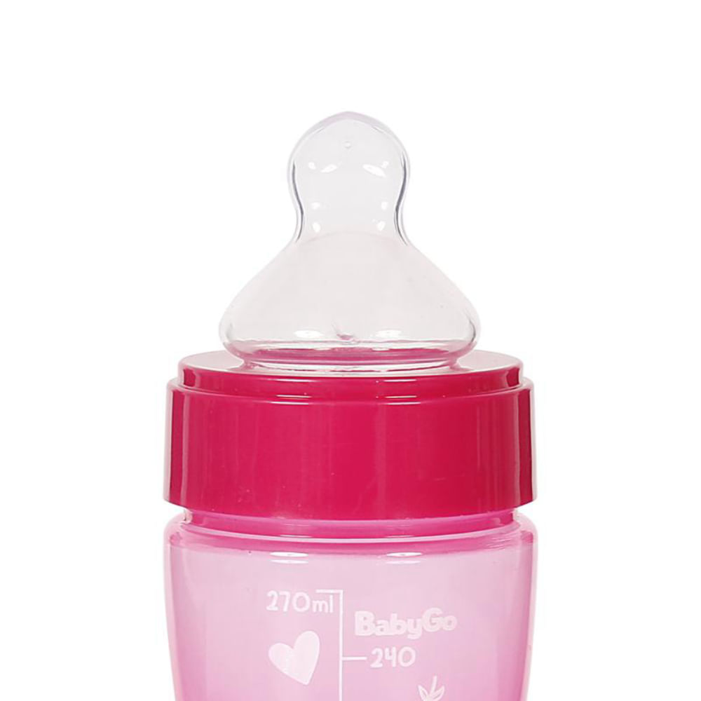 Mamadeira Wide Neck Bico Macio Rosa Ortondontica 270ml