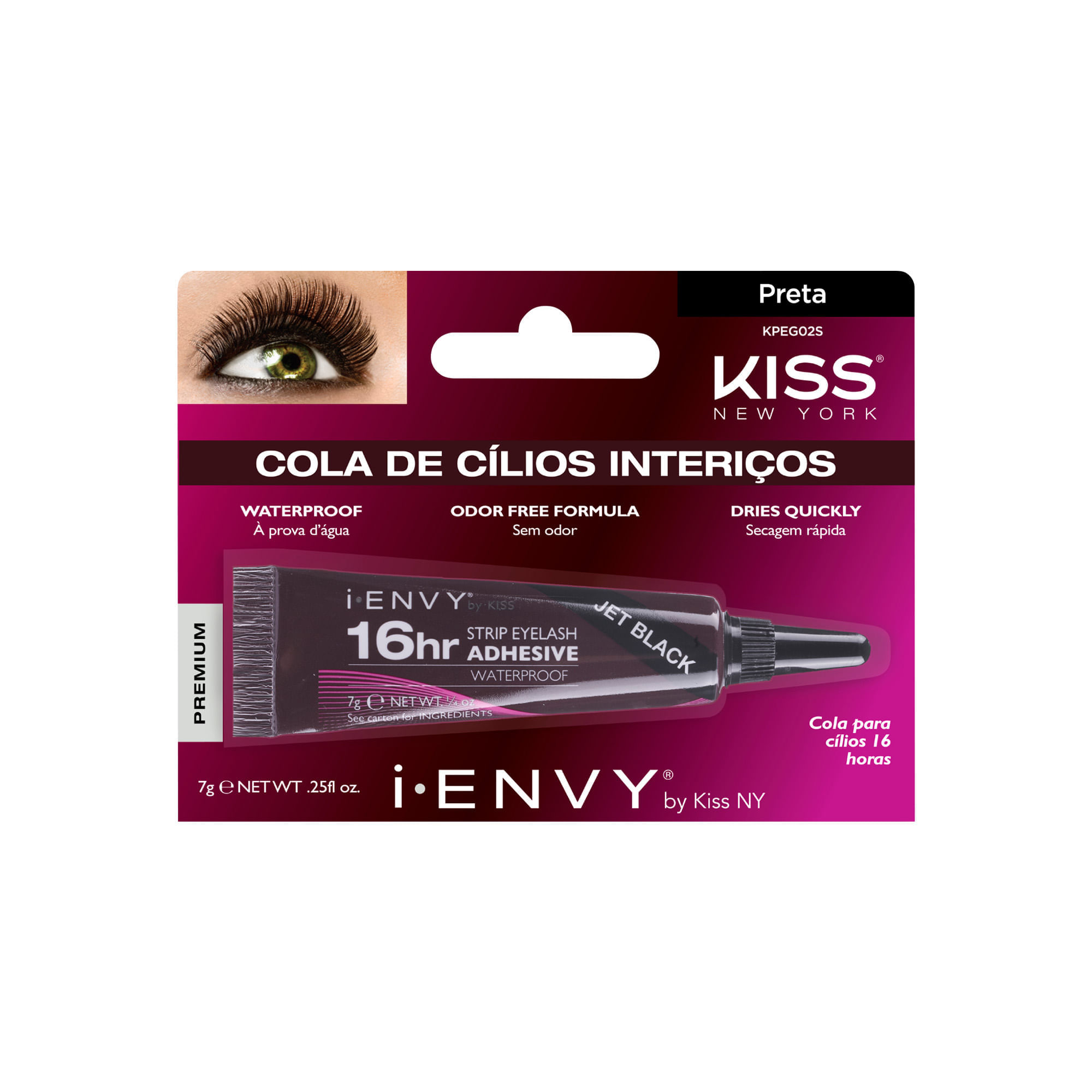 Cola para Cílios Postiços 16h i-Envy Preta Kiss New York