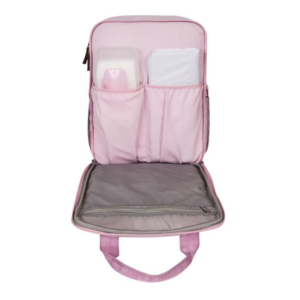 Mochila Maternidade Premium Decorada Minnie Rosa Com Trocador Babygo