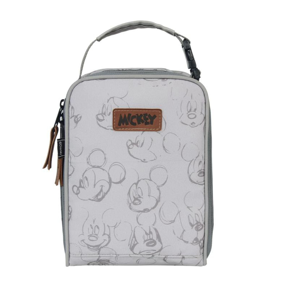 Necessaire Infantil Térmica Decorada Mickey Cinza com Divisórias Babygo