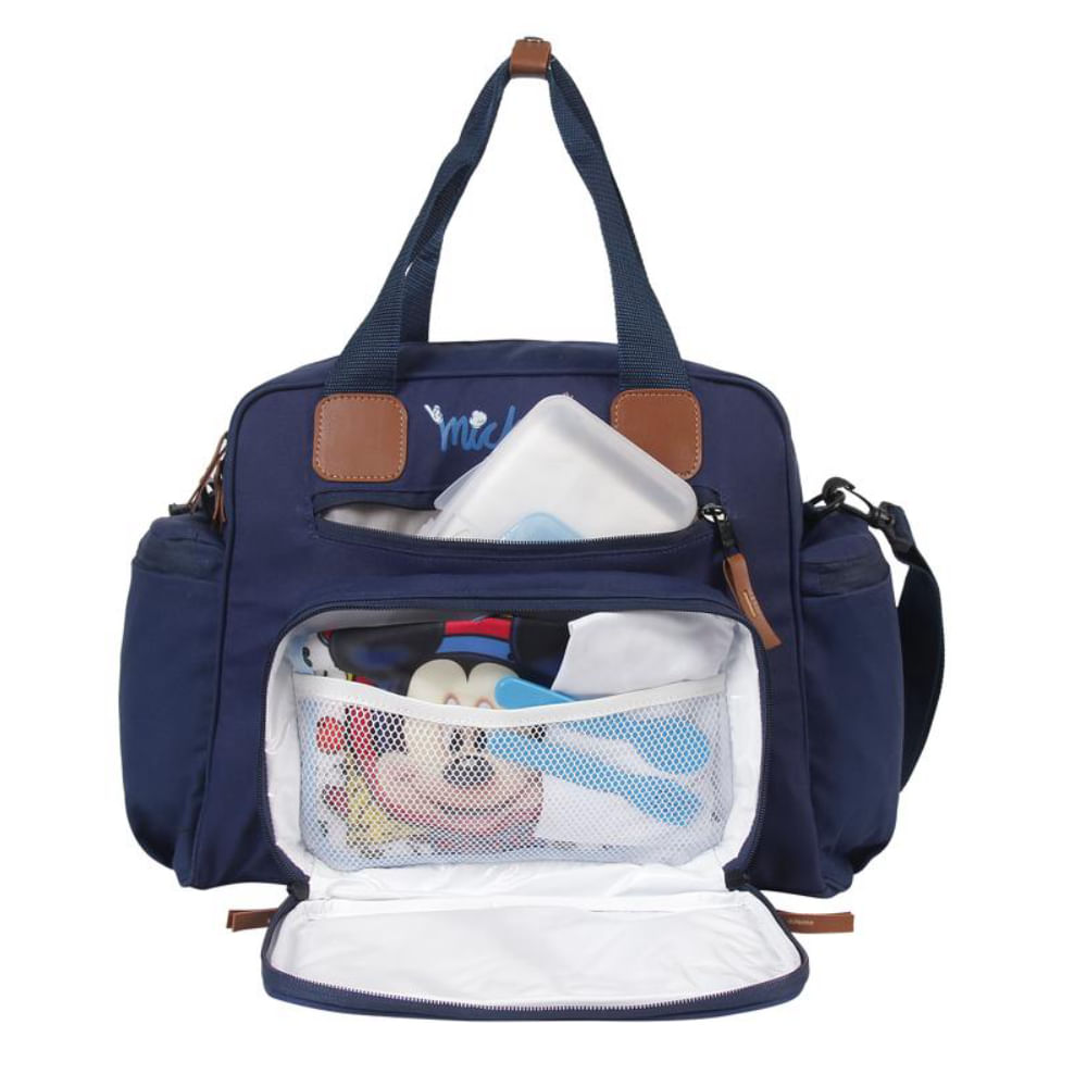 Sacola Maternidade Premium Decorada Mickey Azul com Trocador Babygo
