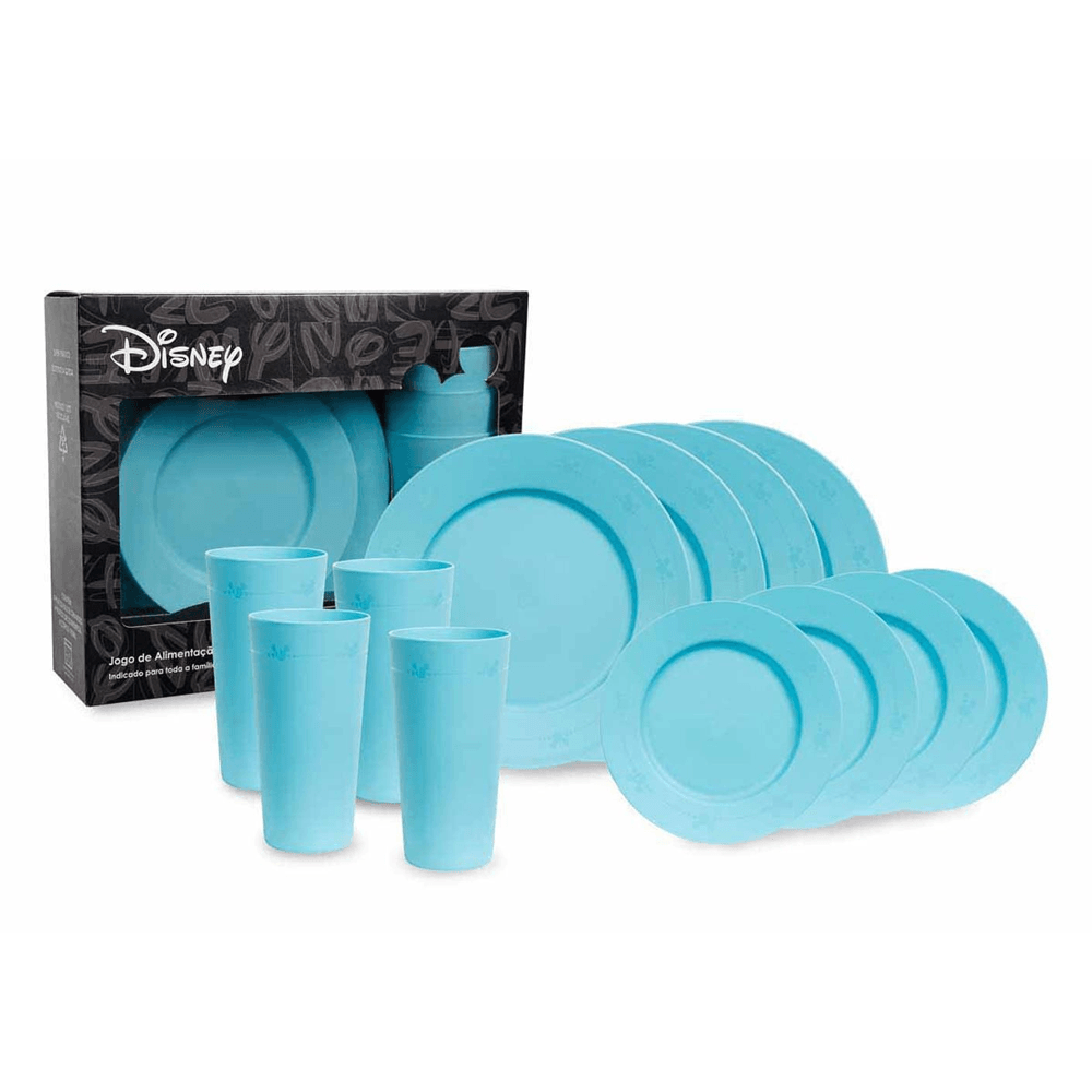 Conjunto de Pratos e Copos com 12pçs Disney Home Azul
