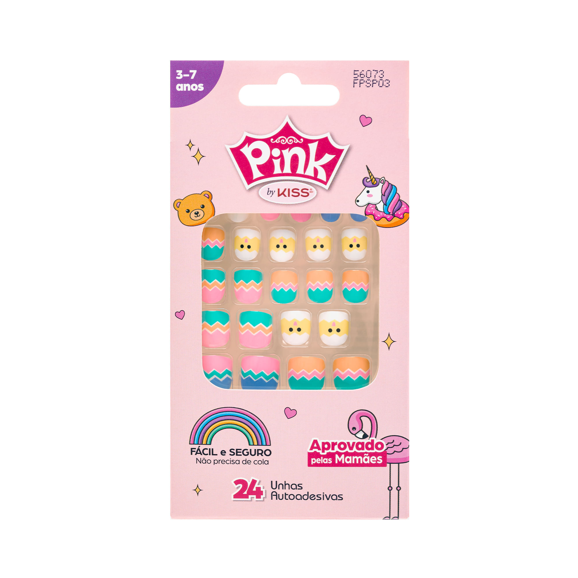 Unha Postiça Infantil Pink Pop Princess Kiss New York Pop Princess