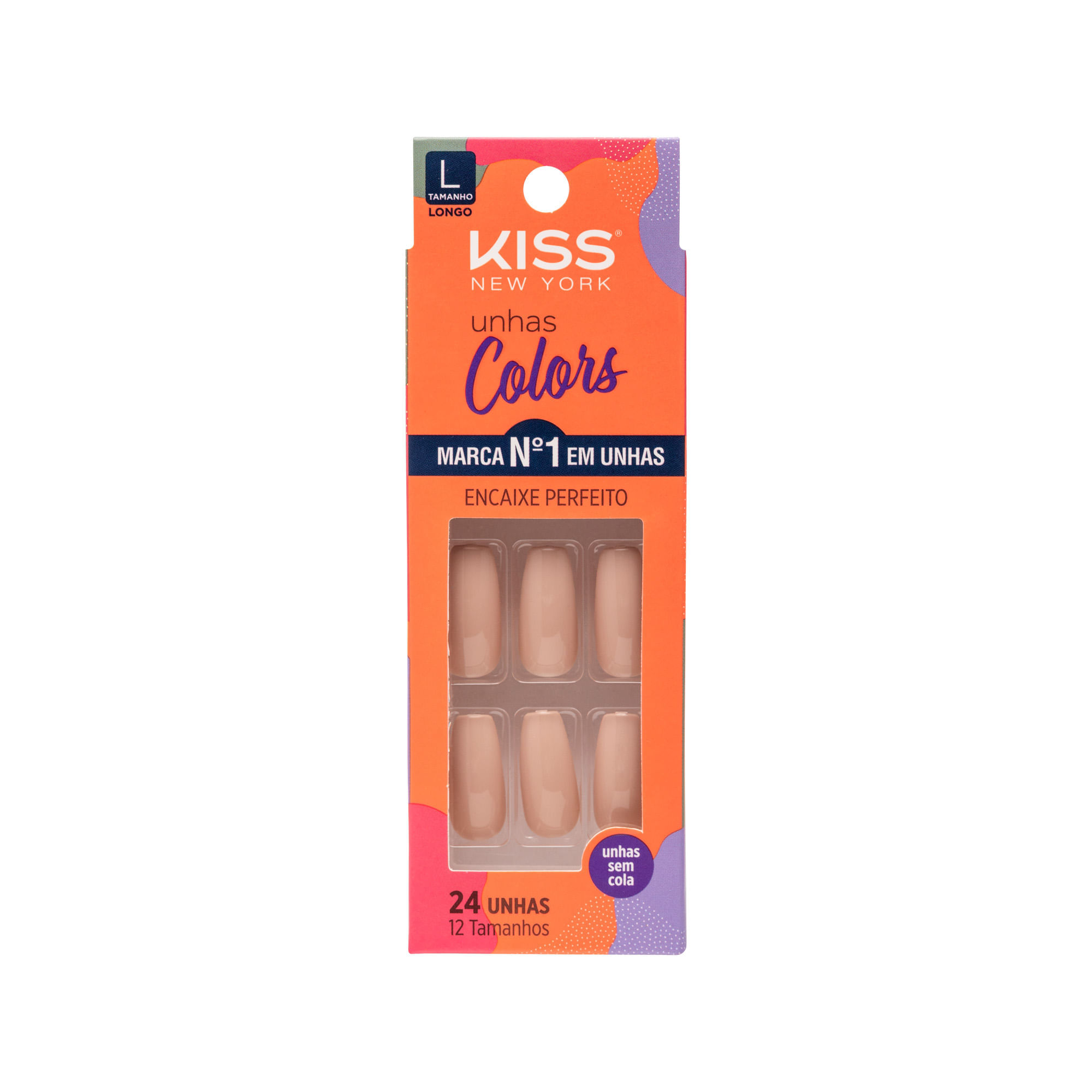 Unha Postiça Colors Nude Kiss New York Única