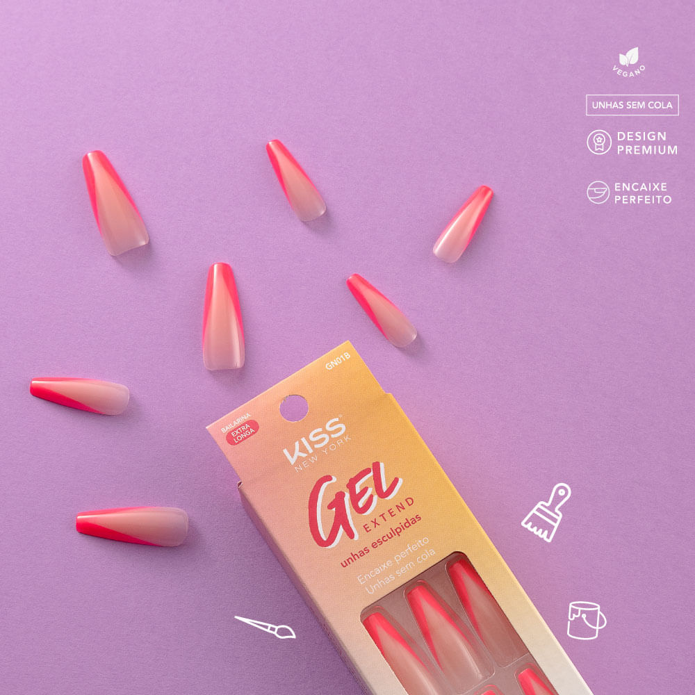 Unhas Postiças Gel Extend Fabulous Kiss New York Fabulous