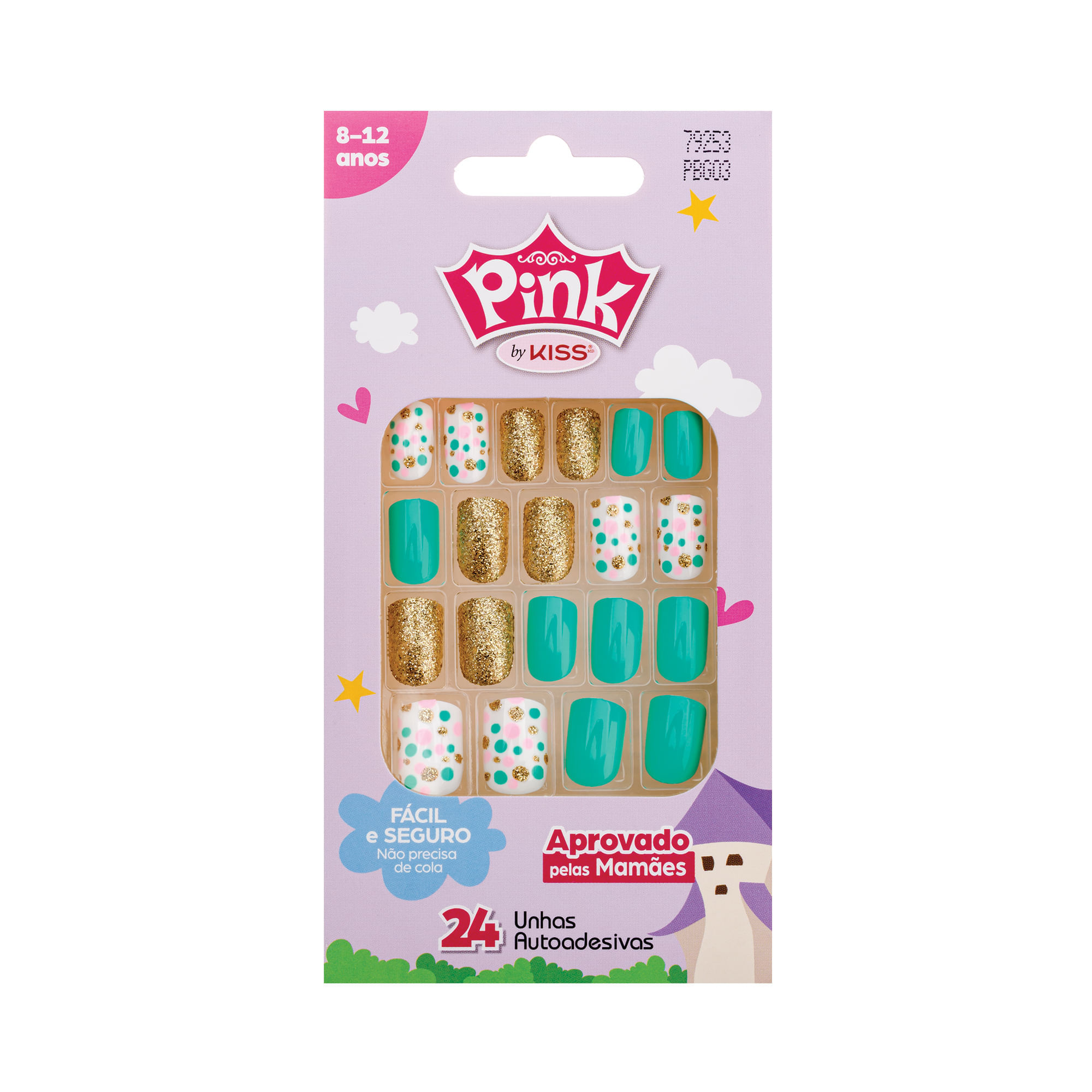 Unha Postiça Infantil Pink Sweetness Kiss New York Sweetness
