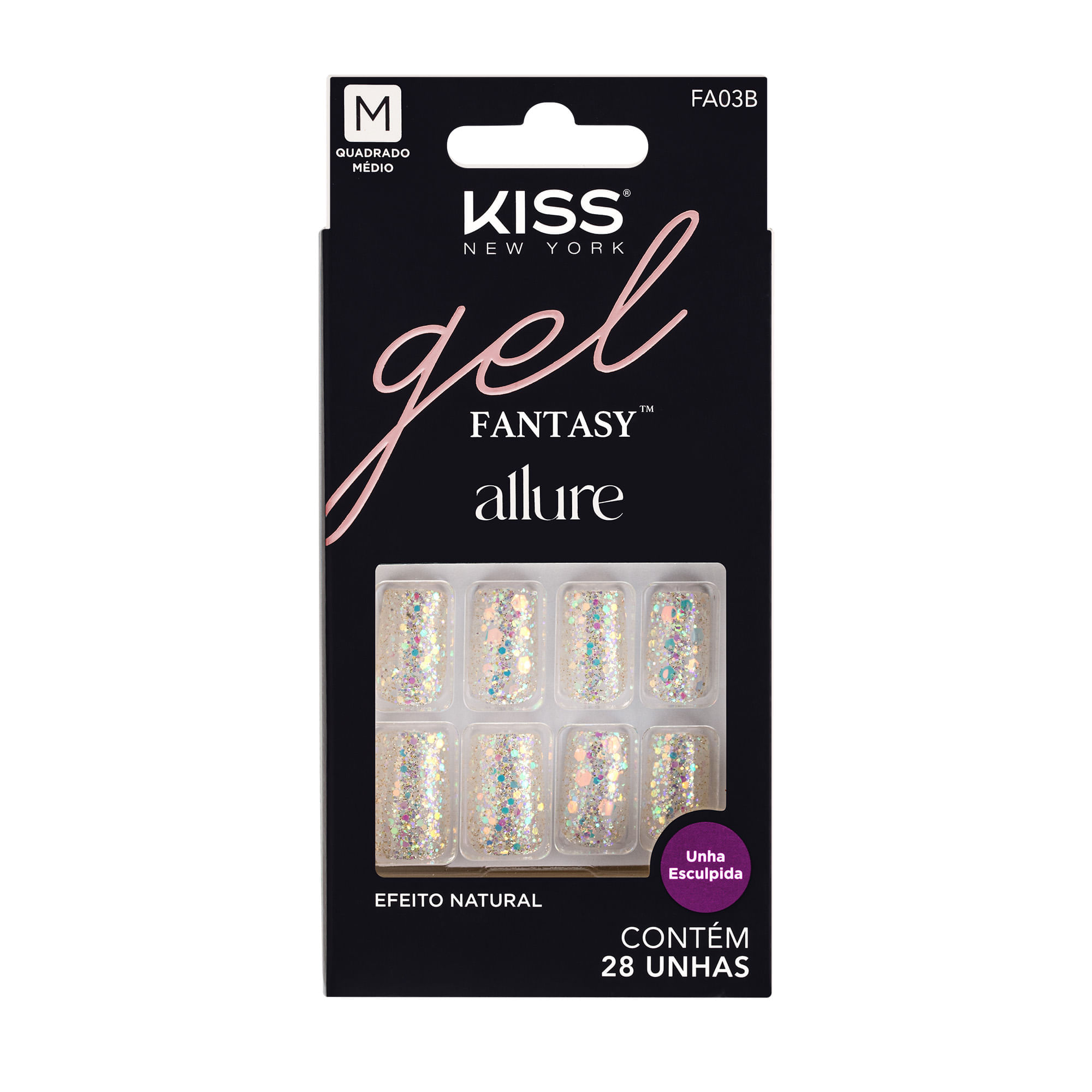 Unha Postiça Gel Fantasy How Dazzling Kiss New York How Dazzling