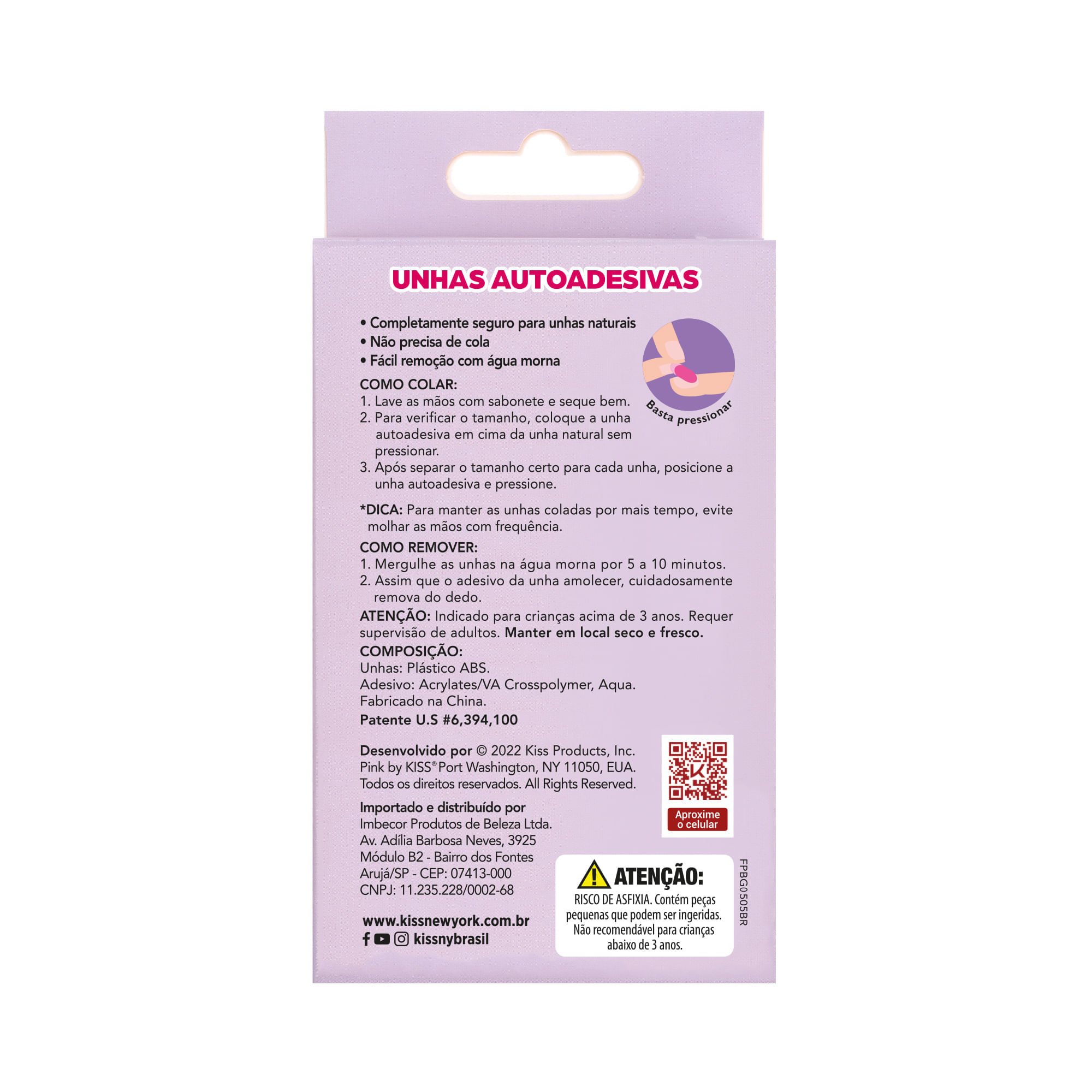 Unha Postiça Infantil Pink Teddy Bear Kiss New York Teddy Bear