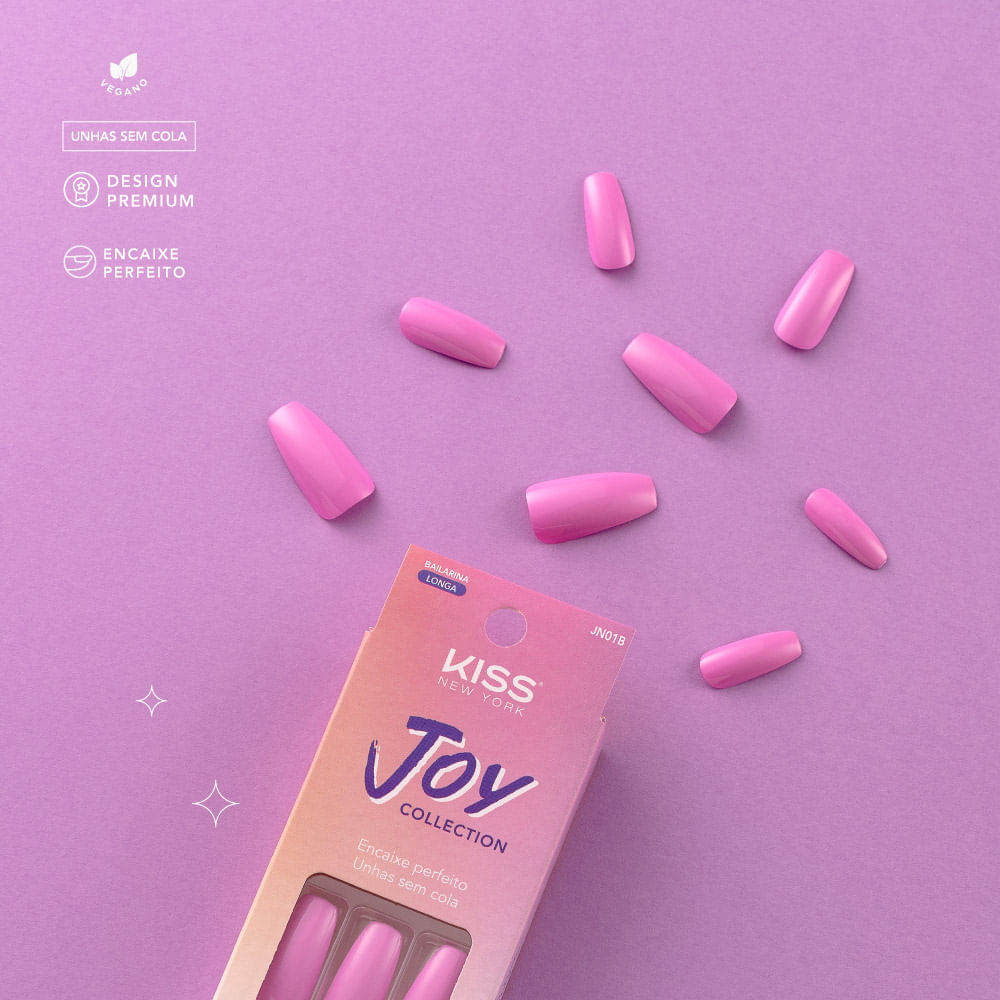 Unhas Postiças Joy Collection Real Pink Kiss New York Real Pink