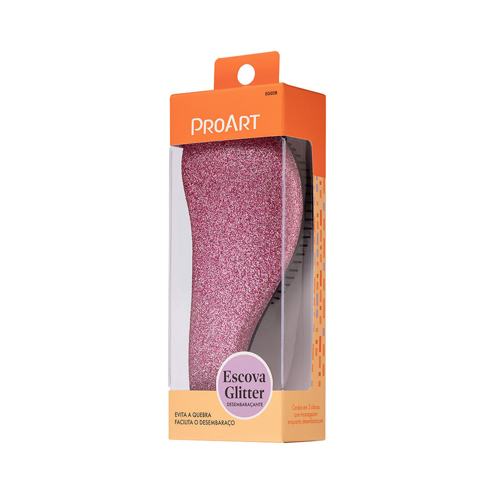 Escova Glitter Desembaraçante Proart Glitter Rosa