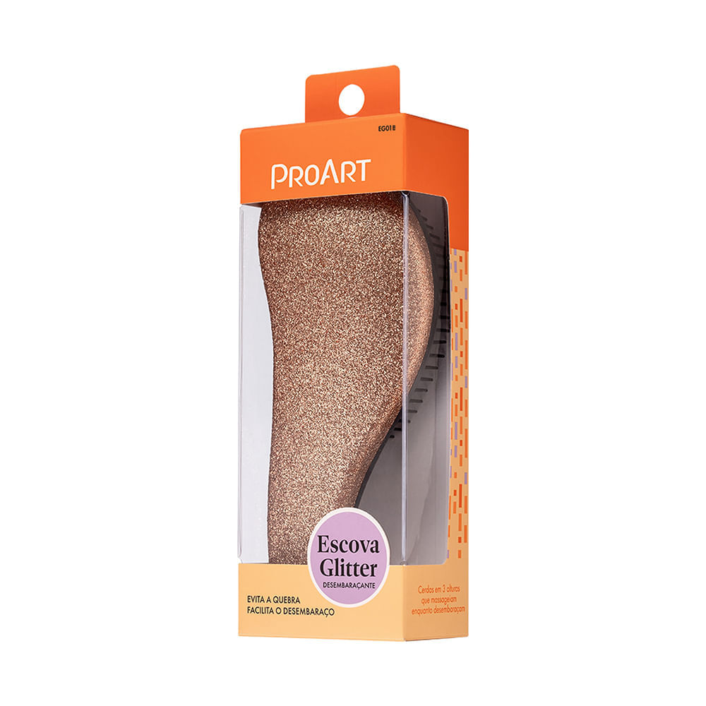 Escova Glitter Desembaraçante Proart Glitter Dourada