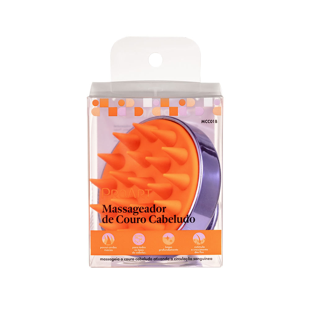 Massageador De Couro Cabeludo Proart Laranja.