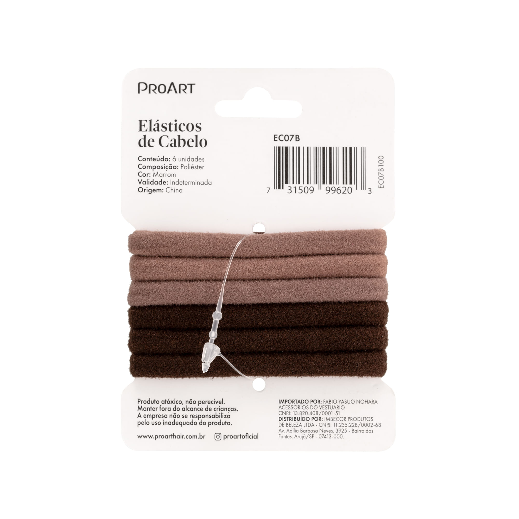 Elásticos Pequeno de Cabelo 6 unidades - ProArt Marrom e Rosa